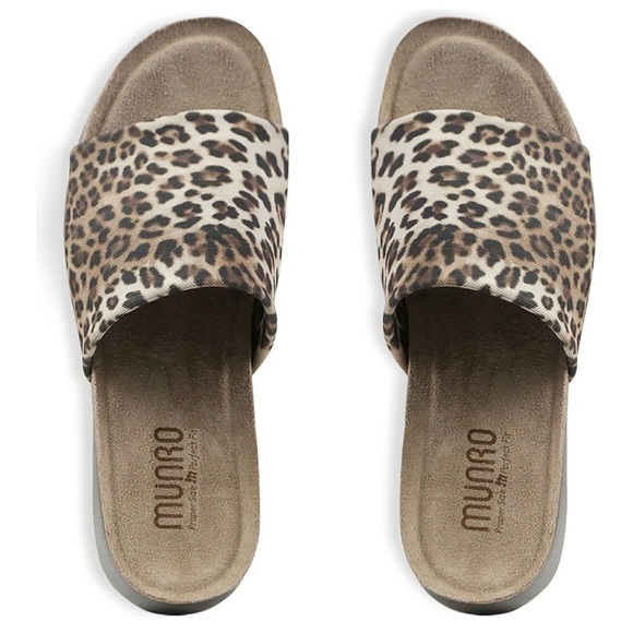 MUNRO Nalia animal print brown hues slide comfort sandal Sz 10 WW New - Picture 4 of 12
